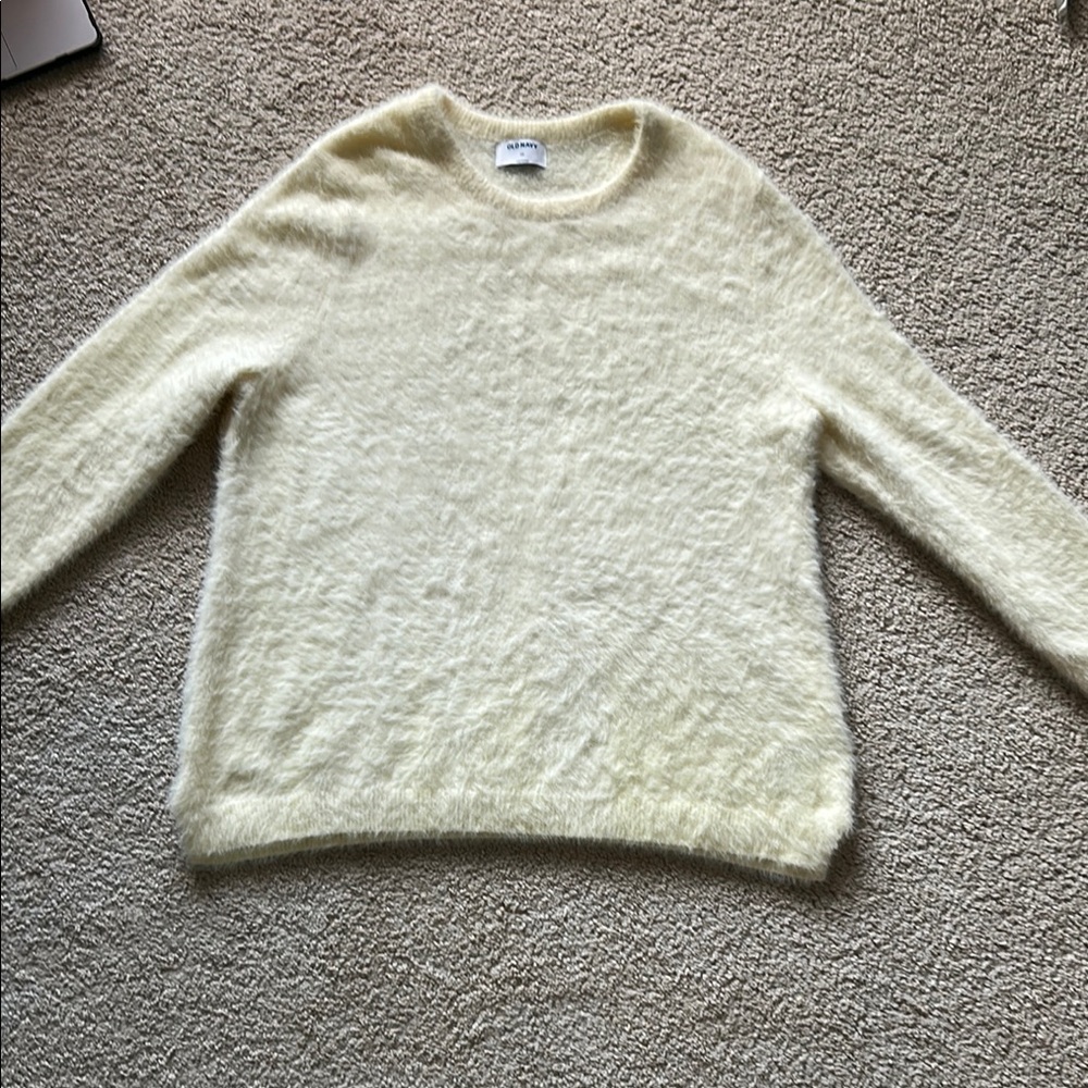 Old Navy Cream Crew Neck Sweater Textured Knit